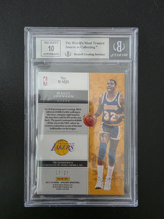 2017-18 Panini Opulence - Identifying Ink - Magic Johnson #24 /25 BGS 9 Auto 10