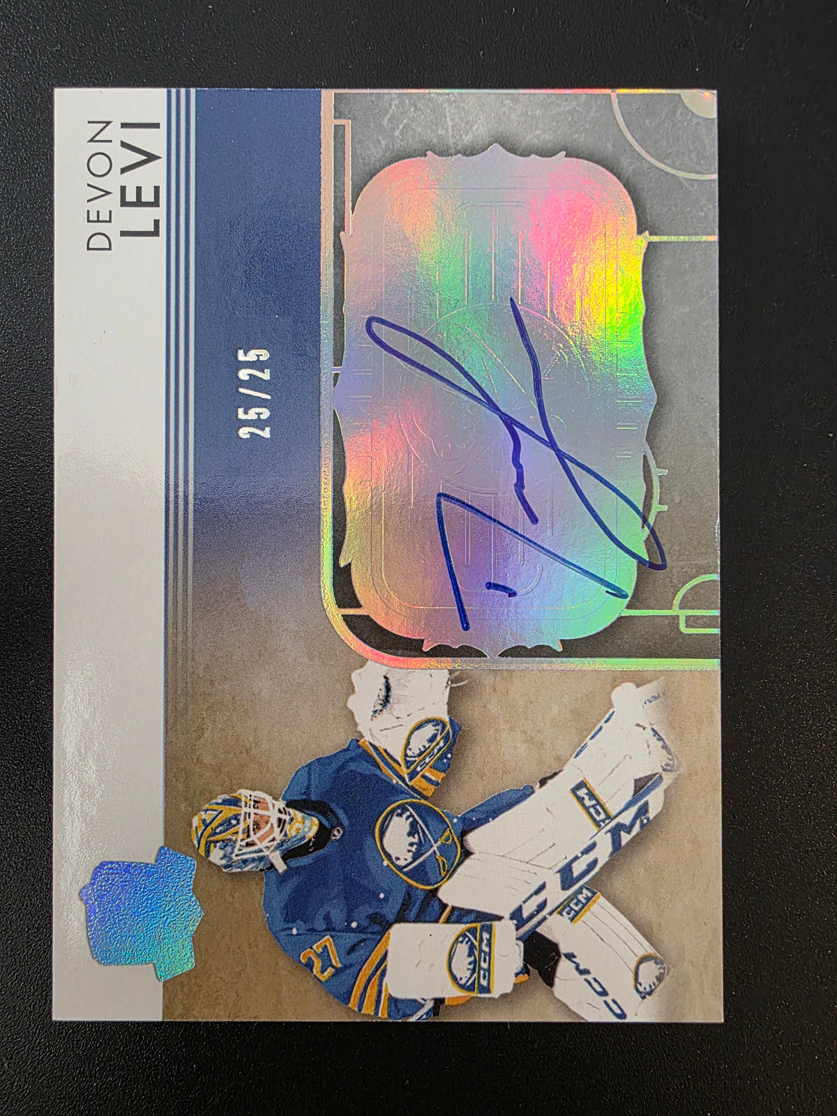 2023-24 Upper Deck The Cup - Rookie Rink Gallery - Autographs - Devon Levi #RGDL-V1 /25 RY