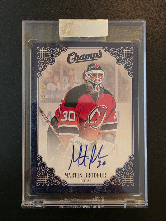 2023-24 Upper Deck Clear Cut - Champs - Blue - Martin Brodeur #C-BR /50