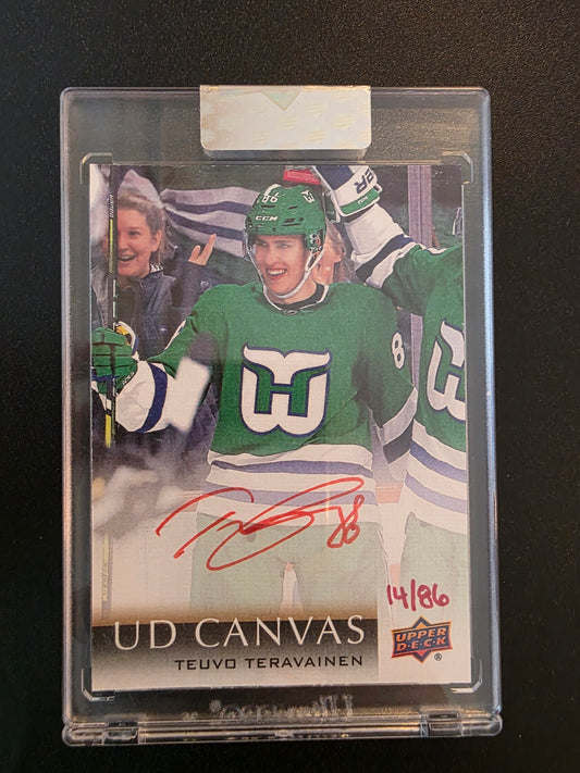 2018-19 Upper Deck Clear Cut - UD Canvas Signatures - Red Ink - Teuvo Teravainen #CS-TT /86