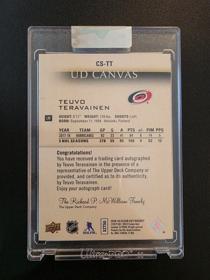 2018-19 Upper Deck Clear Cut - UD Canvas Signatures - Red Ink - Teuvo Teravainen #CS-TT /86