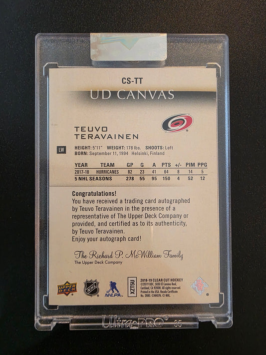 2018-19 Upper Deck Clear Cut - UD Canvas Signatures - Red Ink - Teuvo Teravainen #CS-TT /86