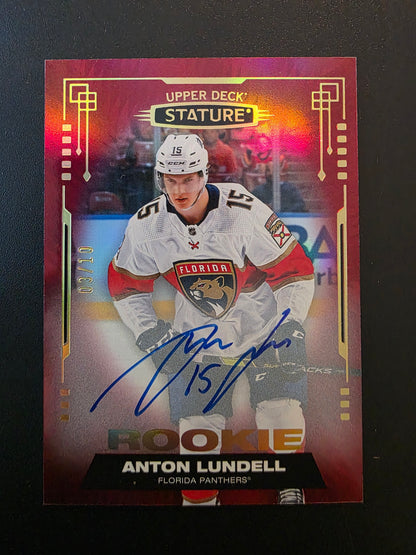 2021-22 Upper Deck Stature - Red Autographs - Rookies - Anton Lundell #145 /10 RC