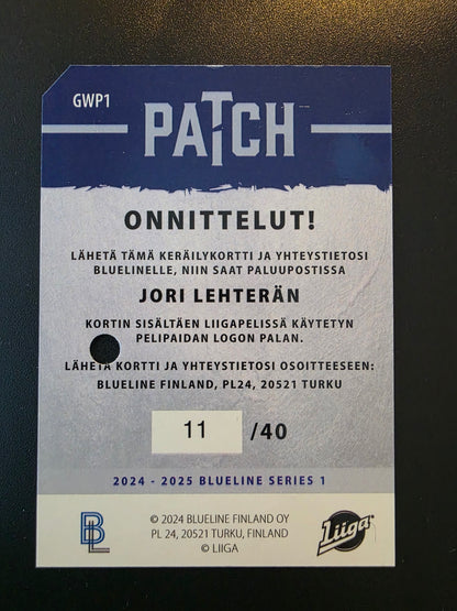 2024-25 Blueline - Patch - Jori Lehterä #GWP1 /40