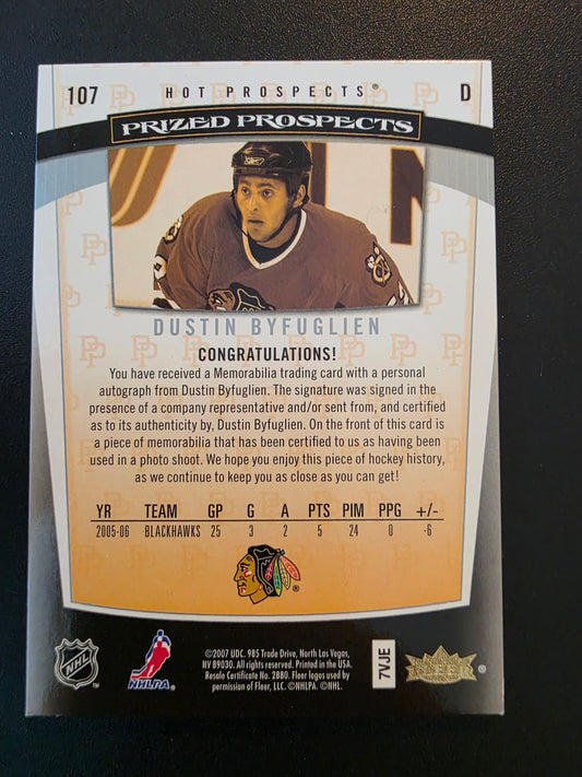 2006-07 Fleer Hot Prospects - Prized Prospects - Dustin Byfuglien #107 /599 RC