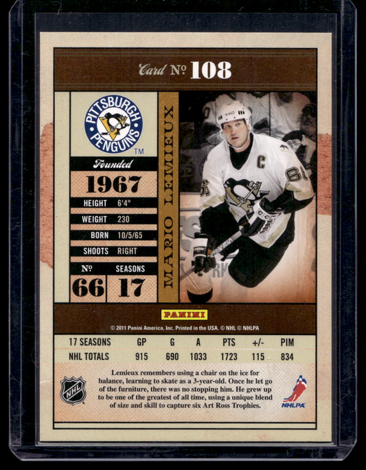 2010-11 Panini Playoff Contenders - Classic Ticket - Mario Lemieux #108