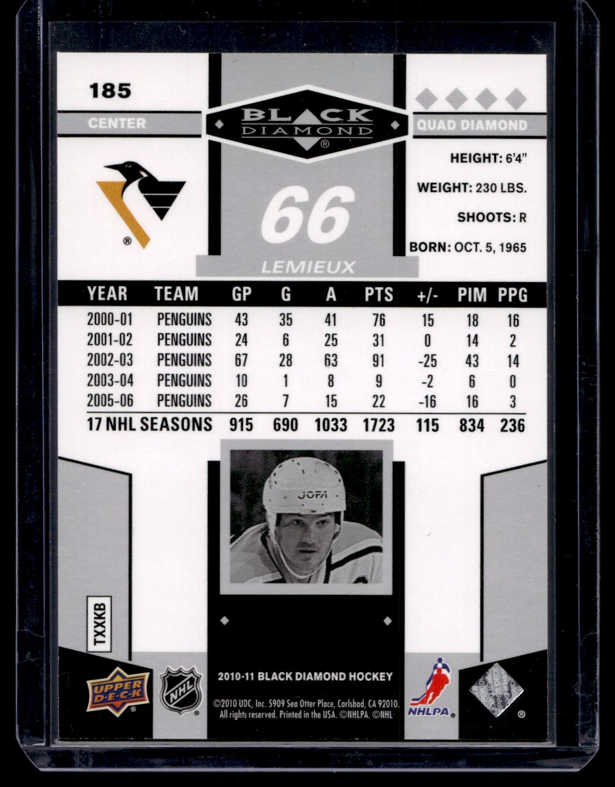 2010-11 Upper Deck Black Diamond - Mario Lemieux #185
