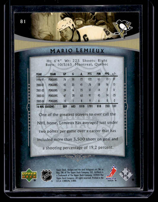 2005-06 Upper Deck Artifacts - Mario Lemieux #81