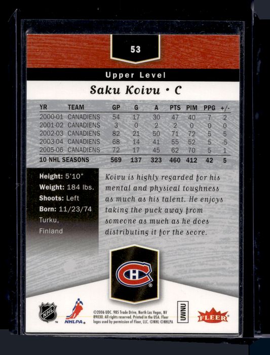 2006-07 Flair Showcase - Upper Level - Saku Koivu #53