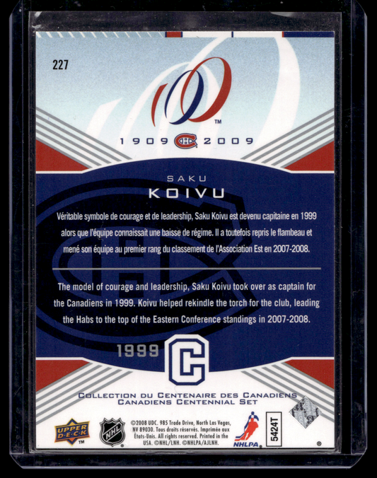 2008-09 Upper Deck Montreal Canadiens Centennial Set - Saku Koivu #227