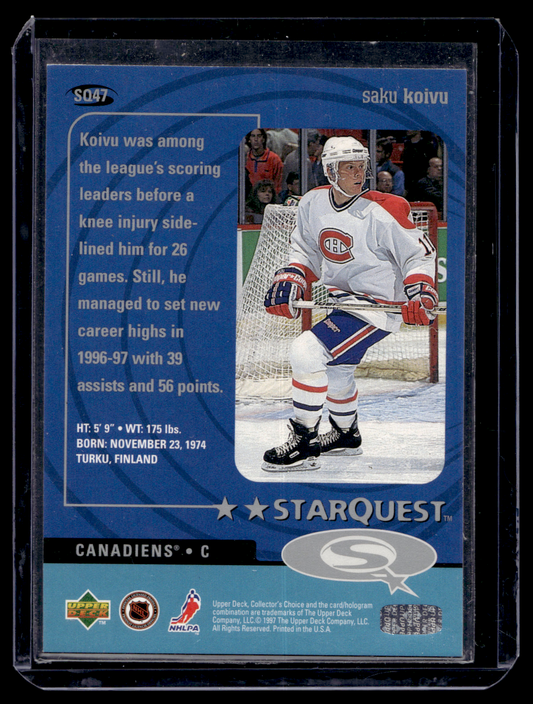 1997-98 Upper Deck Collector's Choice - Starquest - 2 Star - Saku Koivu #SQ47