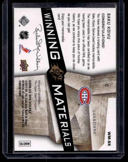 2008-09 Upper Deck SPx - Winning Materials - Spectrum - Saku Koivu #WM-SK /99