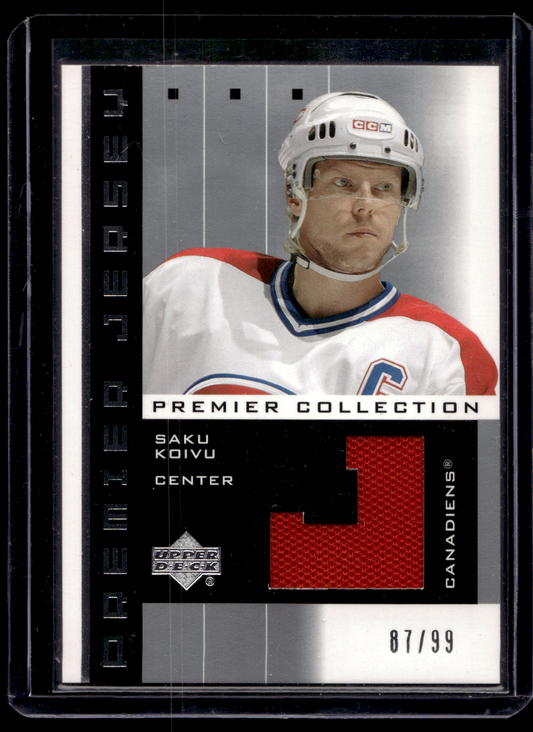 2002-03 Upper Deck Premier Collection - Premier Jerseys - Silver - Saku Koivu #PP-SK /99