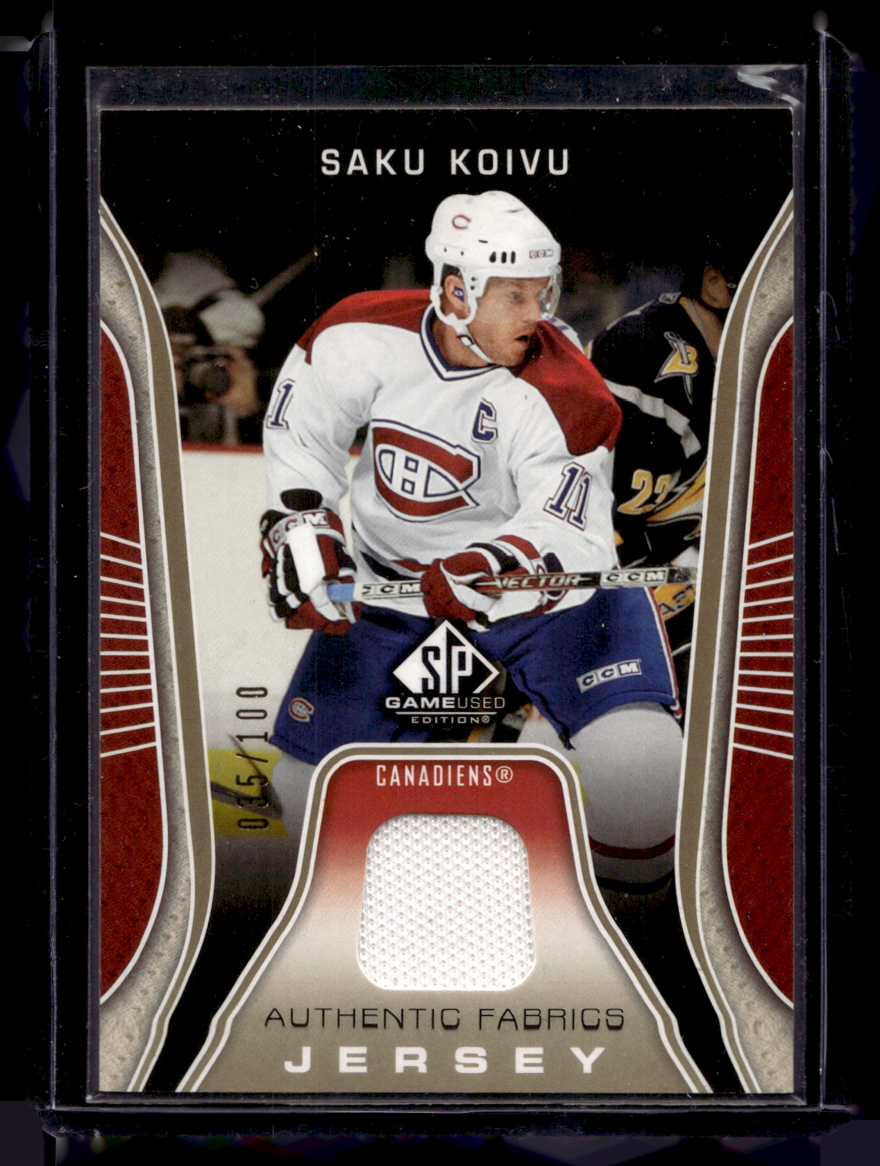 2006-07 Upper Deck SP Game Used Edition - Authentic Fabrics - Gold Jersey - Saku Koivu  #AF-SK /100