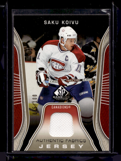 2006-07 Upper Deck SP Game Used Edition - Authentic Fabrics - Gold Jersey - Saku Koivu  #AF-SK /100