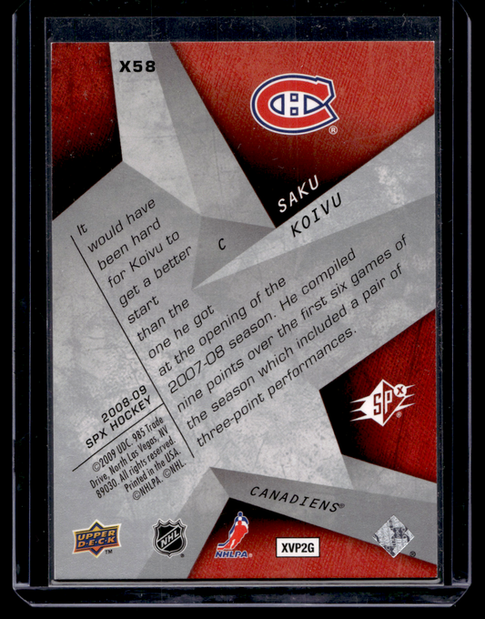 2008-09 Upper Deck SPx - SPXcitement - Saku Koivu #X58 /999