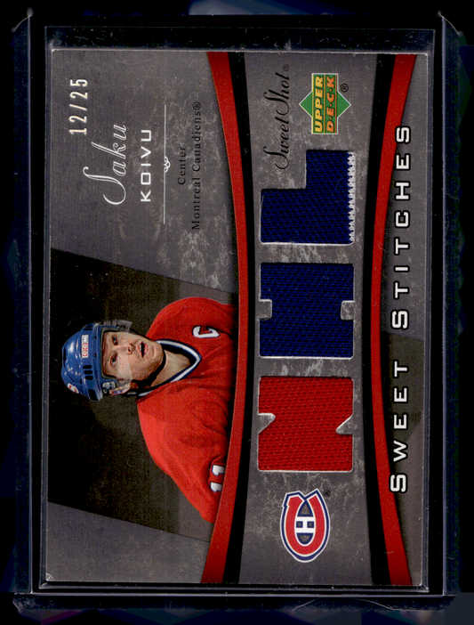 2006-07 Upper Deck Sweet Shot - Sweet Stitches - Triples - Saku Koivu #SS-SK /25