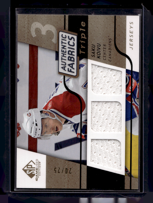 2008-09 Upper Deck SP Game Used Edition - Authentic Fabrics Triple - Gold - Saku Koivu #3AF-SK /25