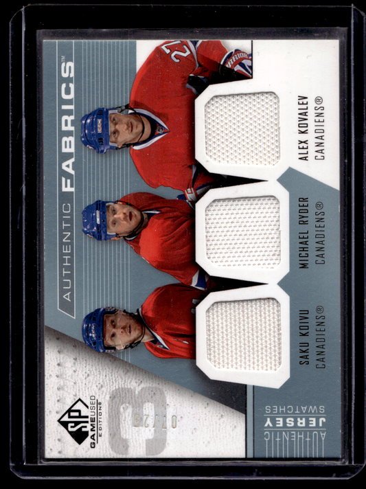 2007-08 Upper Deck SP Game Used Edition - Authentic Fabrics Triple - Saku Koivu / Michael Ryder / Alex Kovalev #AF3-KRK /25