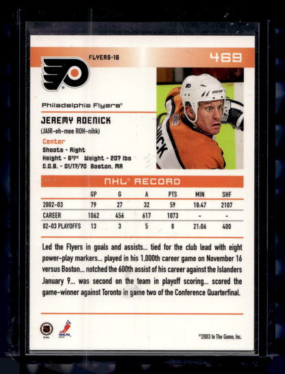 2003-04 In the Game Action - All-Star Game Missing Serial Number - Jeremy Roenick #469