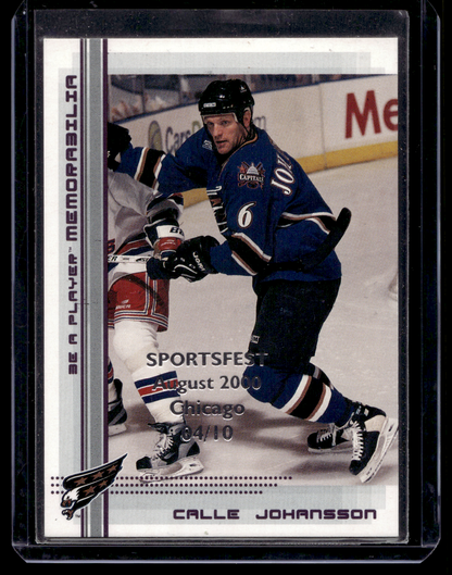 2000-01 In the Game Be A Player Memorabilia - Ruby Sportsfest - Calle Johansson #166 /10