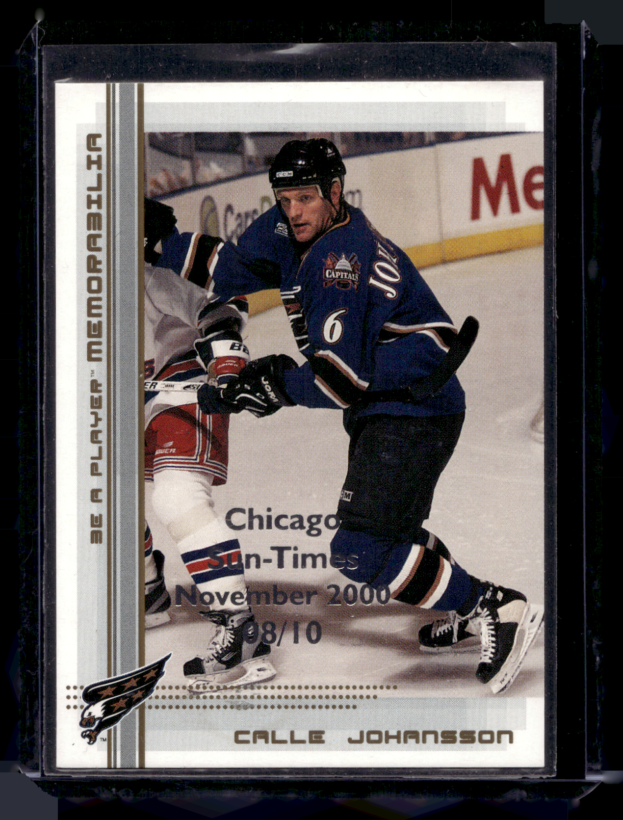 2000-01 In the Game Be A Player Memorabilia - Gold Chicago Sun-Times - Calle Johansson #166 /10