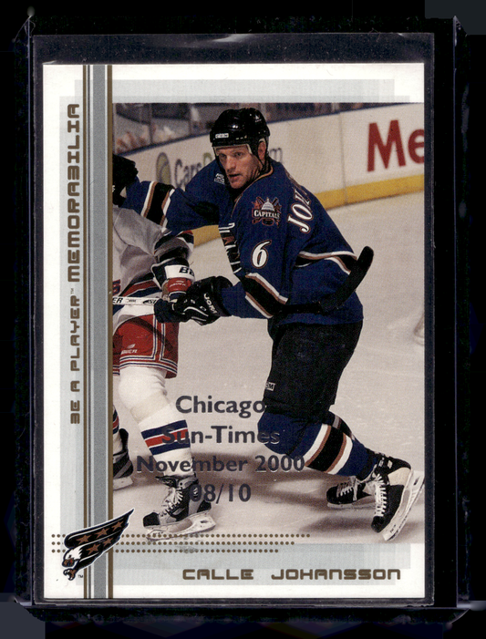 2000-01 In the Game Be A Player Memorabilia - Gold Chicago Sun-Times - Calle Johansson #166 /10