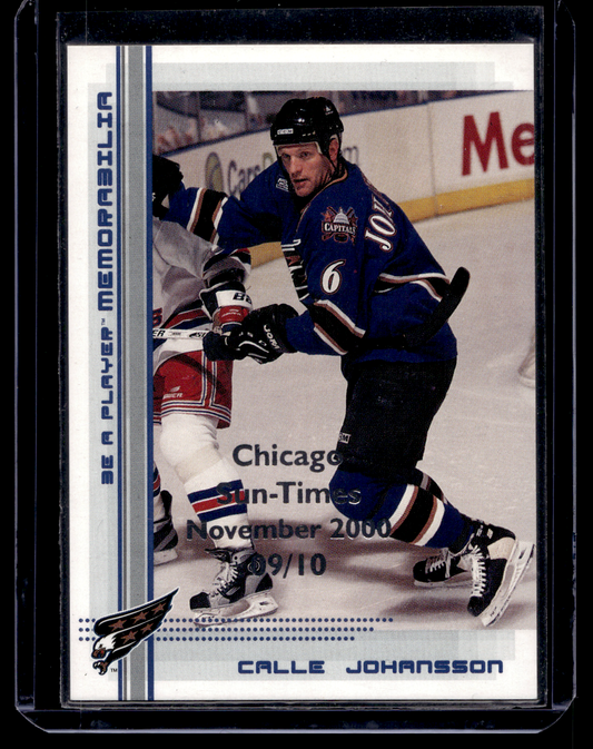 2000-01 In the Game Be A Player Memorabilia - Sapphire Chicago Sun-Times - Calle Johansson #166 /10
