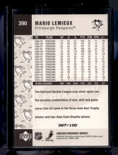 2005-06 Parkhurst - Facsimile Autographs - Mario Lemieux #390 /100