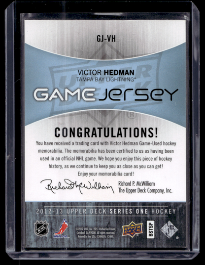 2012-13 Upper Deck - Game Jersey - Victor Hedman #GJ-VH
