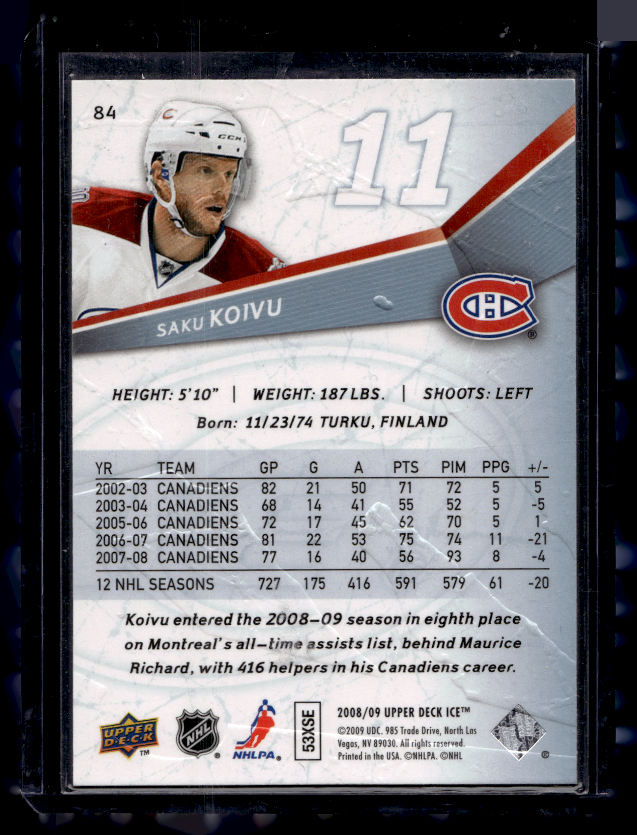 2008-09 Upper Deck Ice - Saku Koivu #84