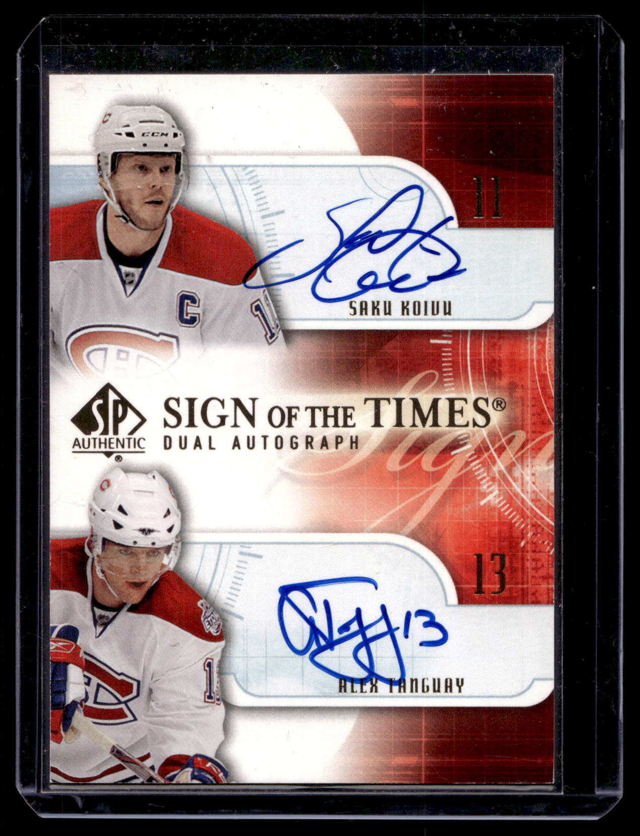 2008-09 Upper Deck SP Authentic - Sign of the Times Dual - Saku Koivu / Alex Tanguay #ST2-KT