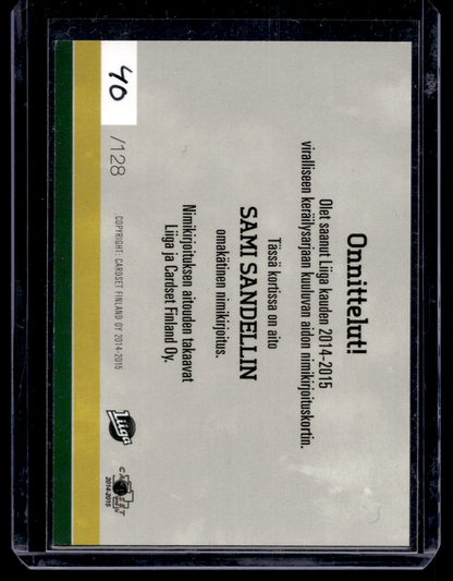 2014-15 Cardset Signature - Sami Sandell /128