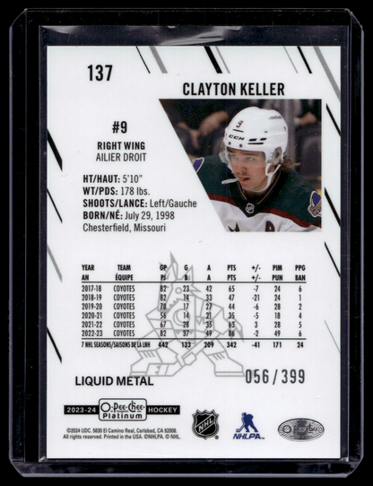2023-24 Upper Deck OPC Platinum - Liquid Metal - Clayton Keller #137 /399