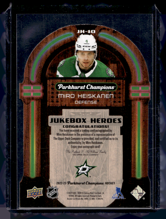 2022-23 Upper Deck Parkhurst Champions - Juke Box Heroes - Autographs - Miro Heiskanen #JH-10 /25