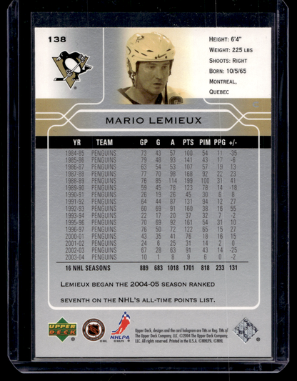 2004-05 Upper Deck - Mario Lemieux #138