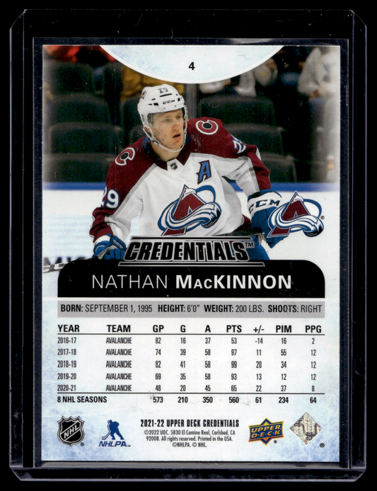 2021-22 Upper Deck Credentials - Nathan Mackinnon #4