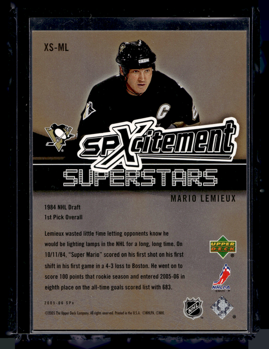 2005-06 Upper Deck SPx - SPXcitement Superstars - Gold - Mario Lemieux #XS-ML /99