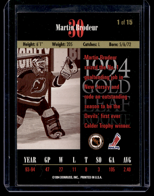 1994-95 Leaf - Gold Leaf Rookie - Martin Brodeur #1