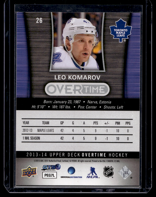 2013-14 Upper Deck Overtime -  Leo Komarov #26 RY