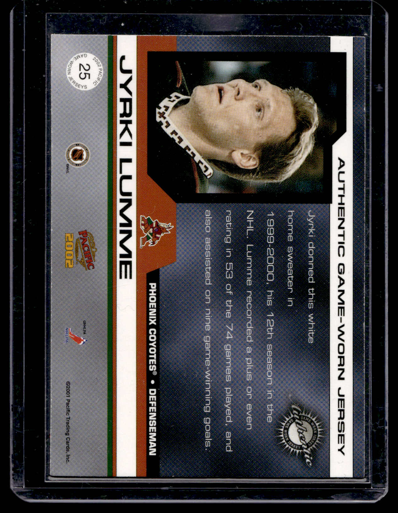 2001-02 Pacific - Jerseys - Jyrki Lumme #25 /1135