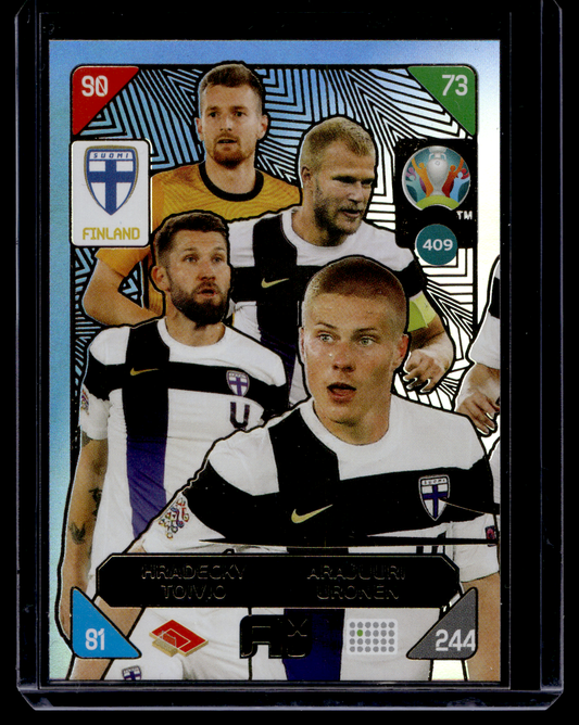 2021 Panini Adrenalyn XL UEFA Euro 2020 - 2021 Kick Off - Nordic Edition - Lukas Hradecky / Paulus Arajuuri / Joona Toivio / Jere Uronen #409