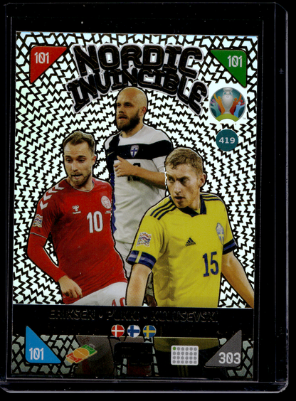 2021 Panini Adrenalyn XL UEFA Euro 2020 - 2021 Kick Off - Nordic Edition - Nordic Invincible - Christian Eriksen / Teemu Pukki / Dejan Kulusevski #419