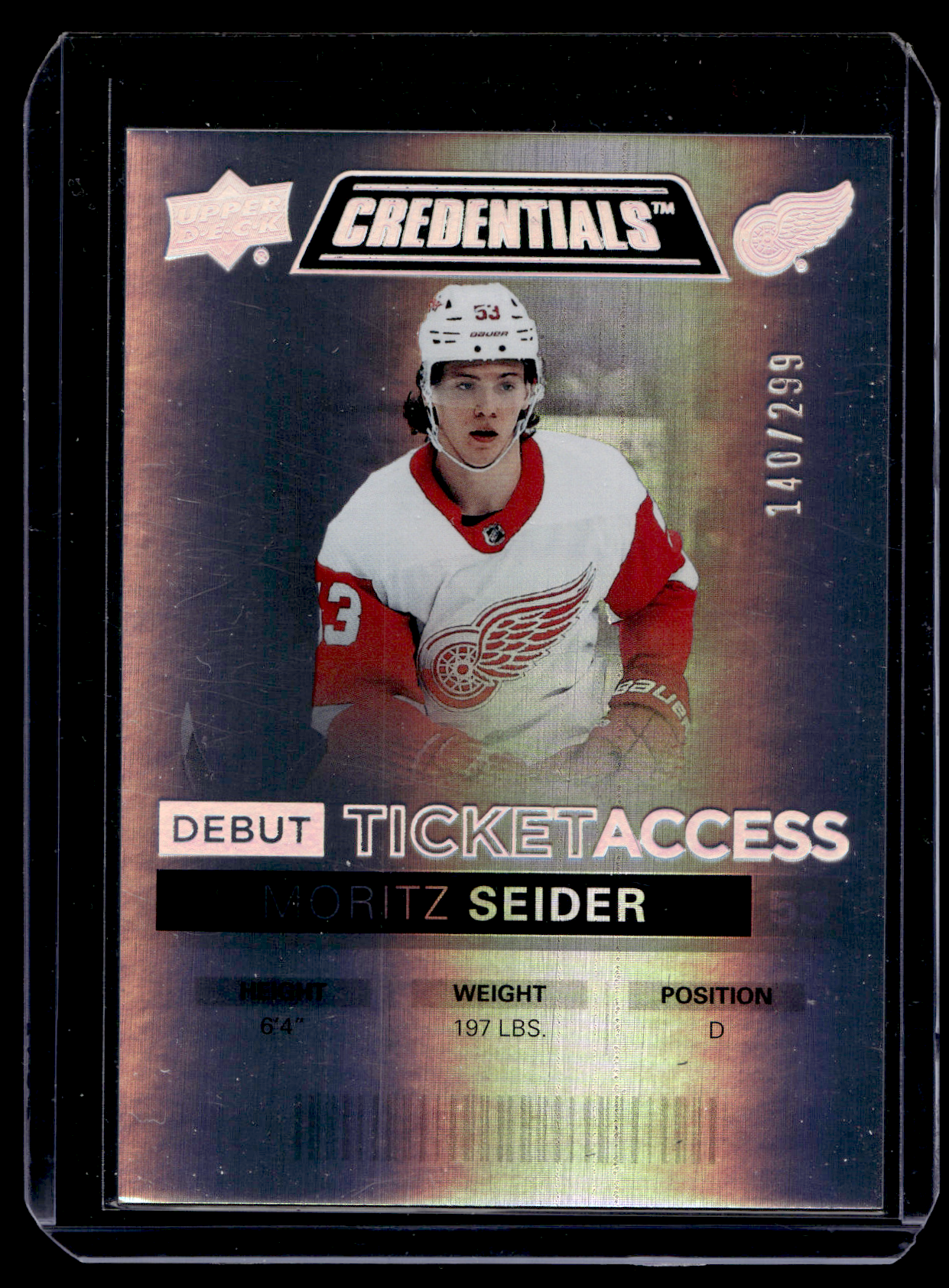 2021-22 Upper Deck Credentials - Tier 4 - Debut Ticket Access - Moritz Seider #148 /299 RC