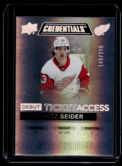 2021-22 Upper Deck Credentials - Tier 4 - Debut Ticket Access - Moritz Seider #148 /299 RC