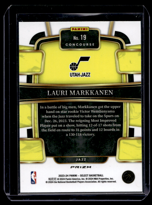 2023-24 Panini Select - Orange Flash Prizm - Concourse - Lauri Markkanen #19
