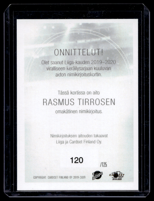 2019-20 Cardset Signature - Rasmus Tirronen /125