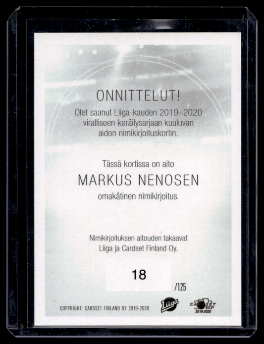 2019-20 Cardset Signature - Markus Nenonen /125
