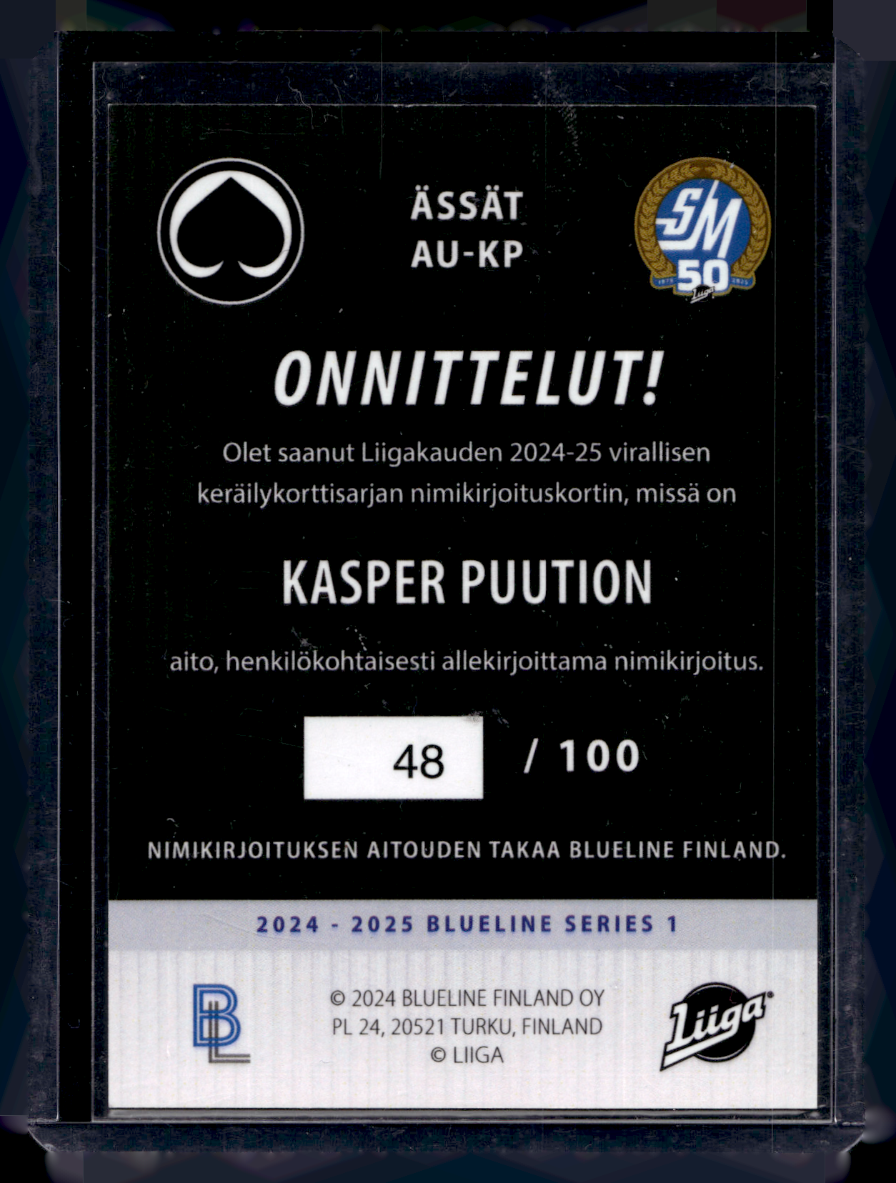 2024-25 Blueline Signature Silver - Eemeli Finland #AU-ES /100