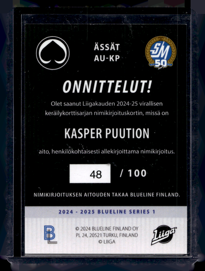 2024-25 Blueline Signature Silver - Eemeli Finland #AU-ES /100